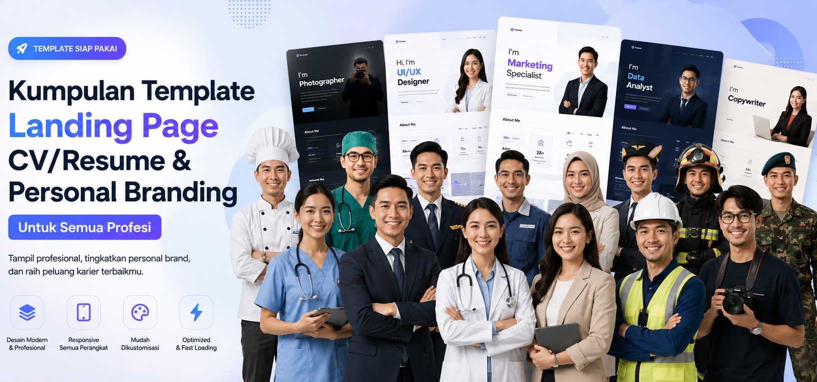 Kumpulan Template Landing Page CV/Resume & Personal Branding — Untuk Semua Profesi