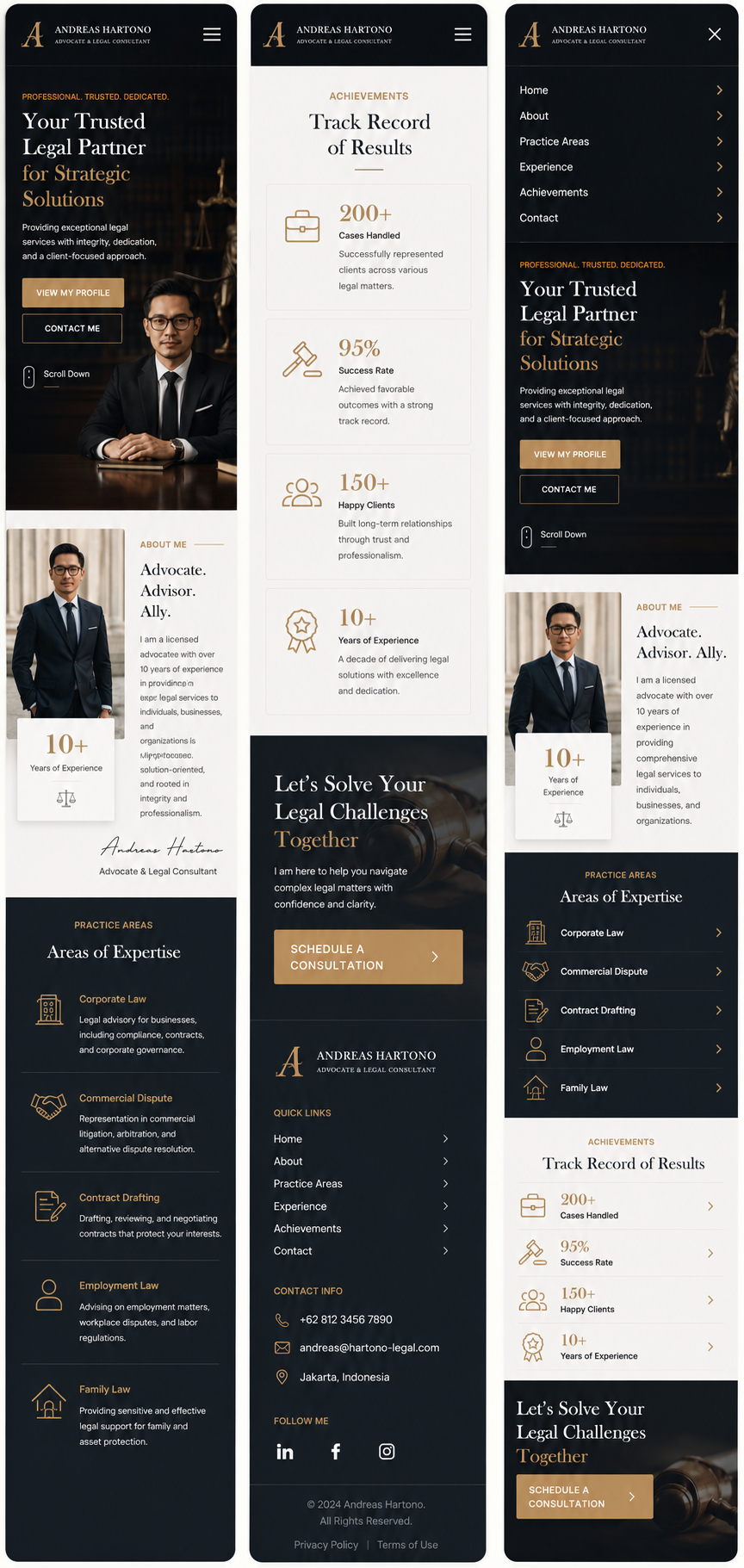 Preview mobile template landing page Advokat / Pengacara