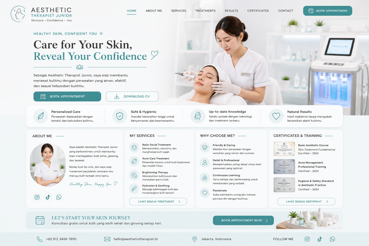 Preview desktop template landing page Aesthetic Therapist