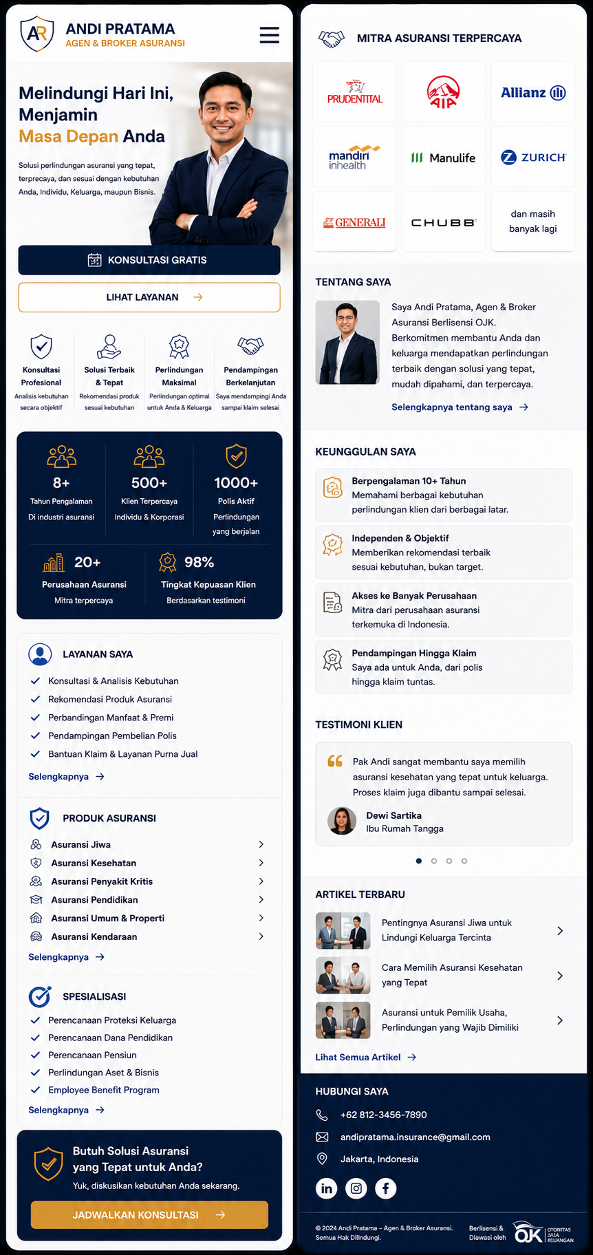 Preview mobile template landing page Agen & Broker Asuransi