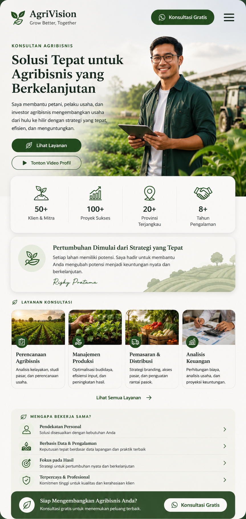 Preview mobile template landing page Agribisnis