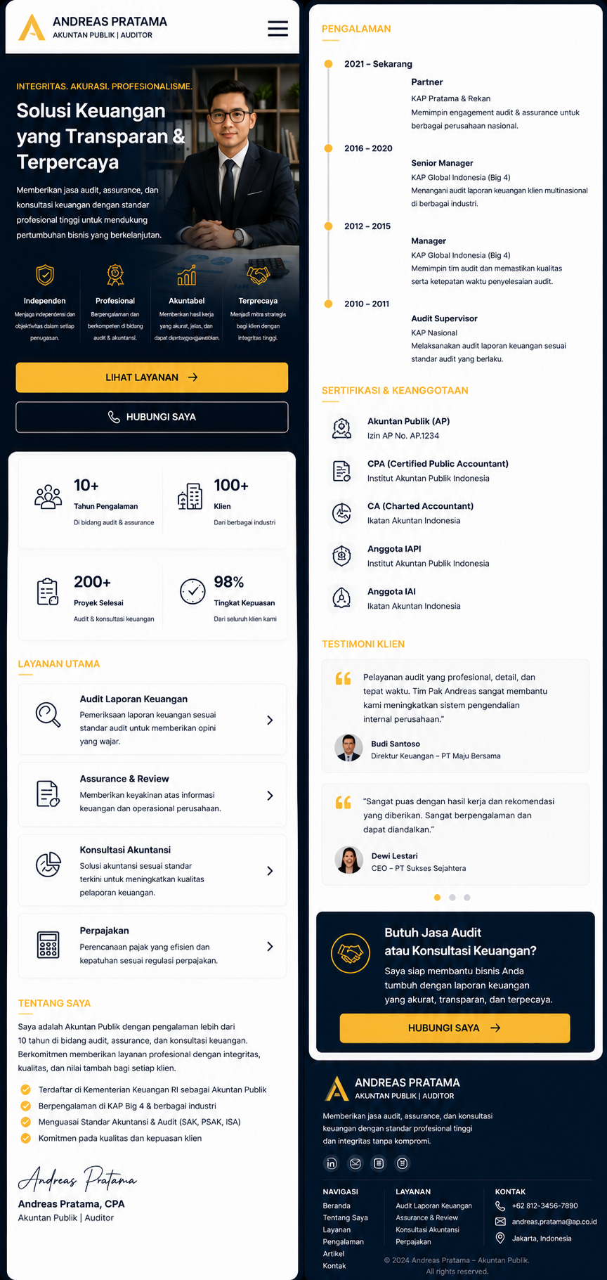 Preview mobile template landing page Akuntan Publik