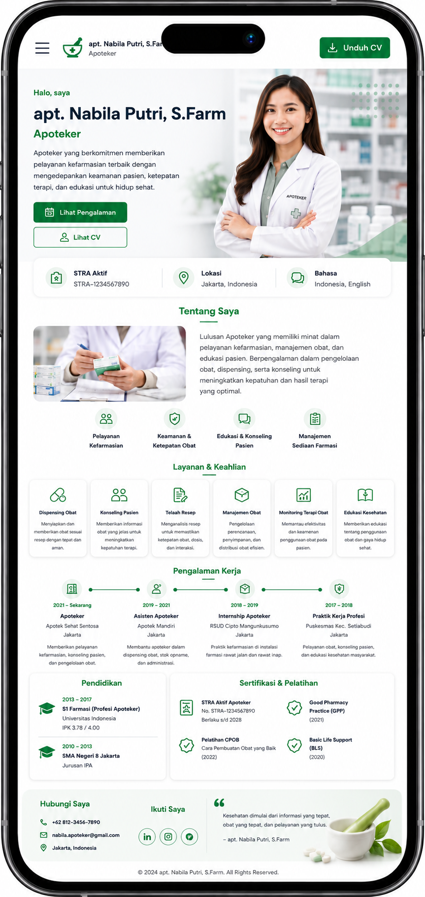 Preview mobile template landing page Apoteker
