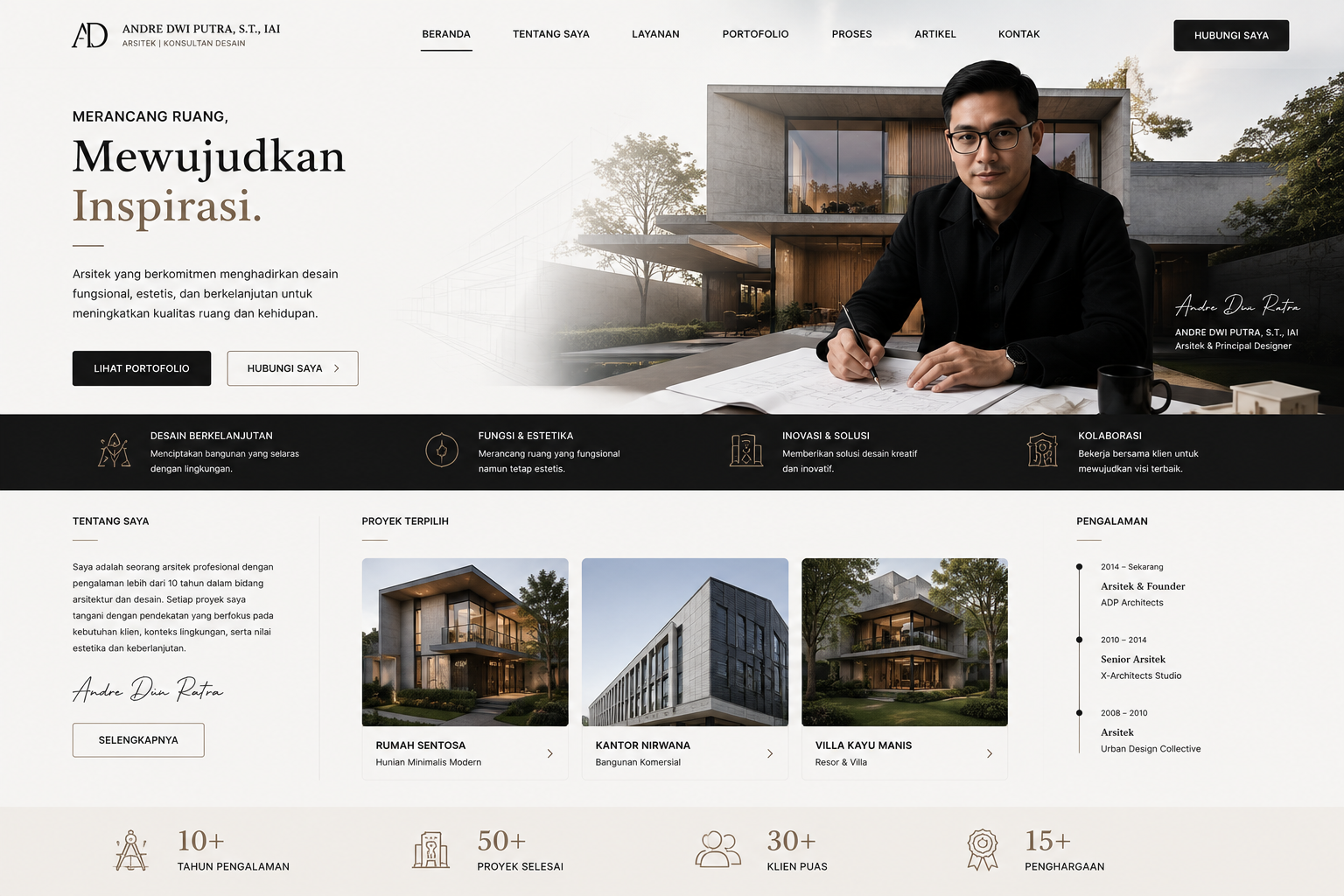 Preview desktop template landing page Arsitek