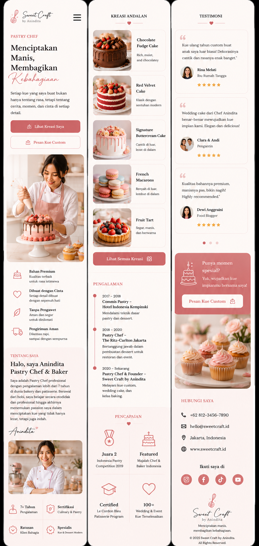 Preview mobile template landing page Baker & Pastry
