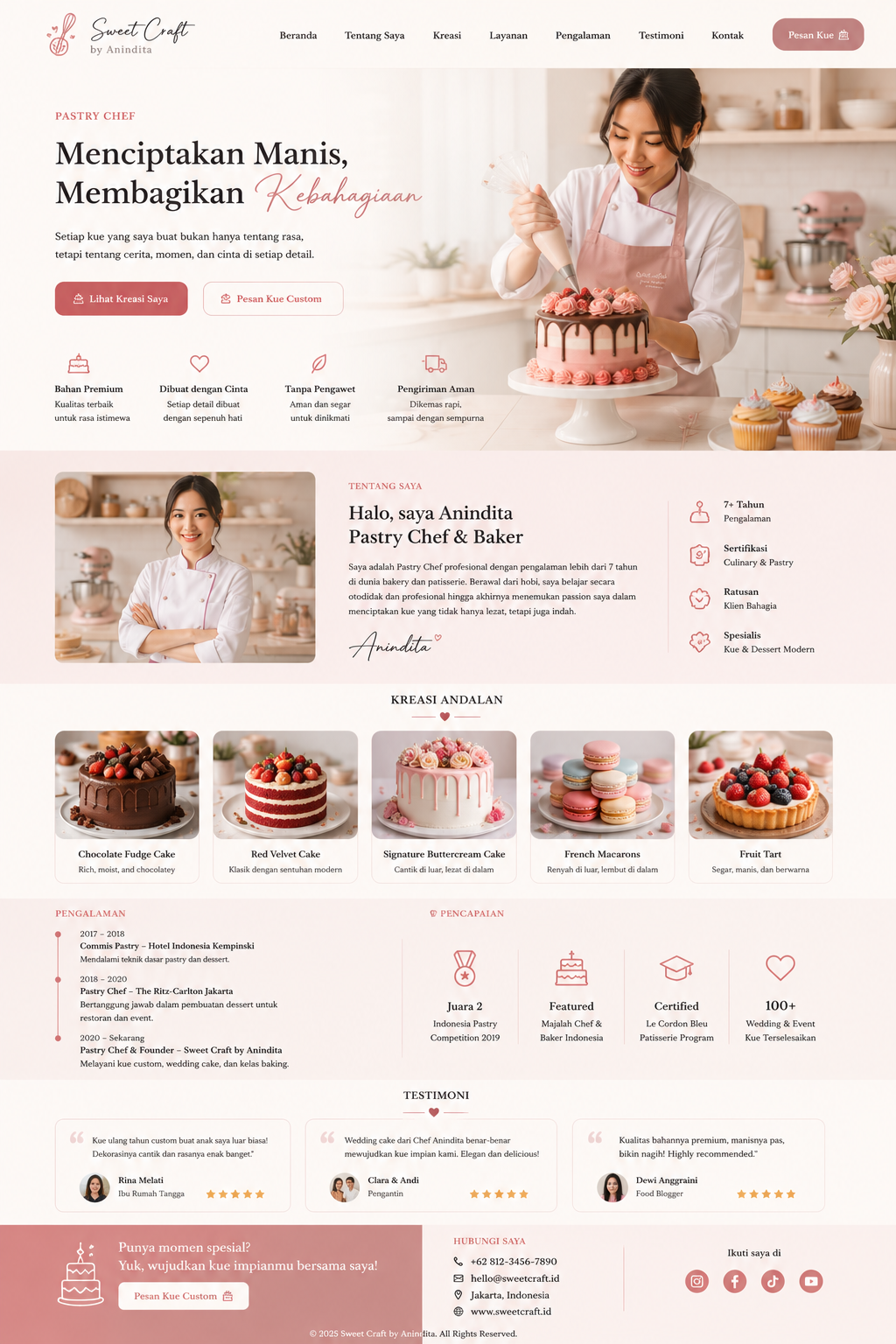 Preview desktop template landing page Baker & Pastry