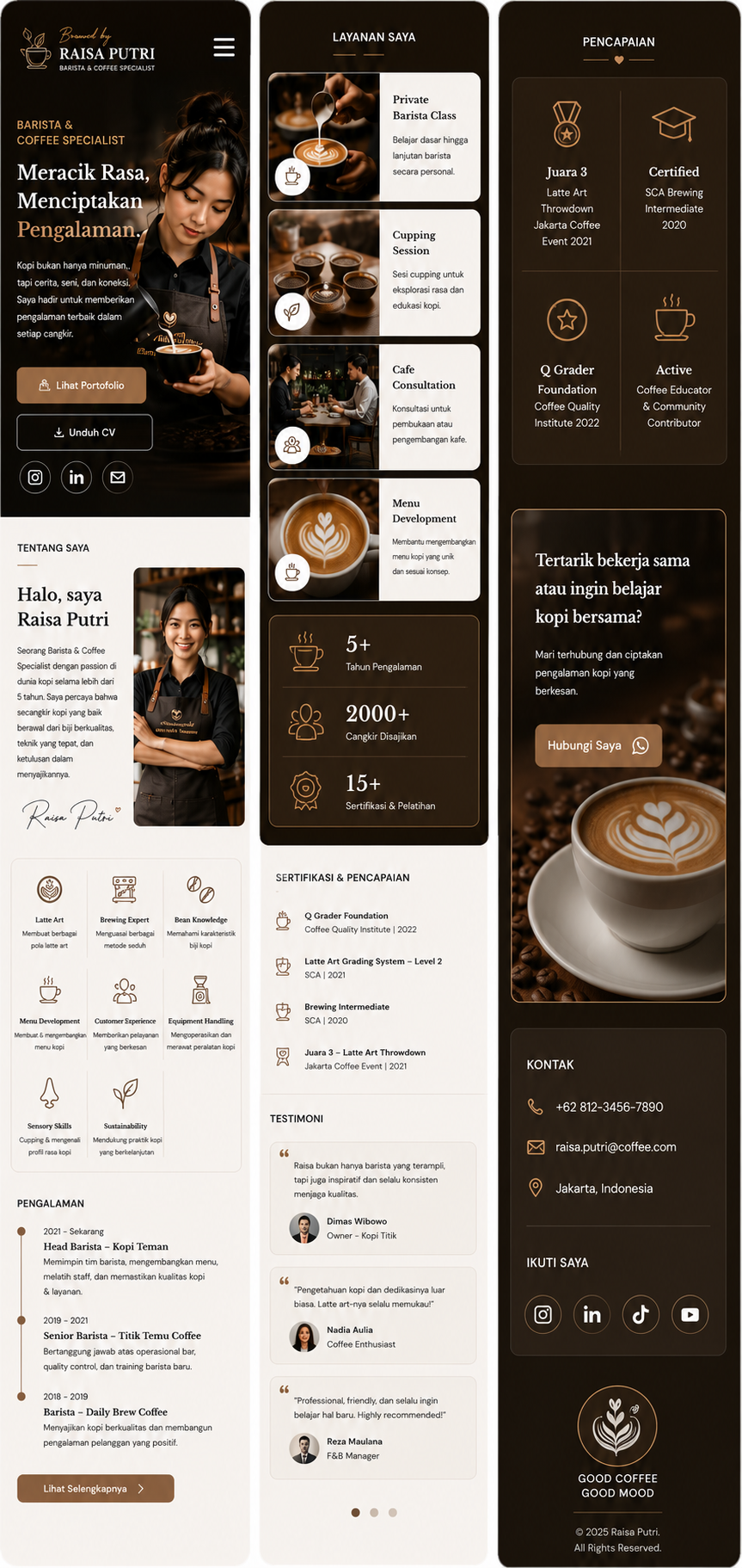 Preview mobile template landing page Barista