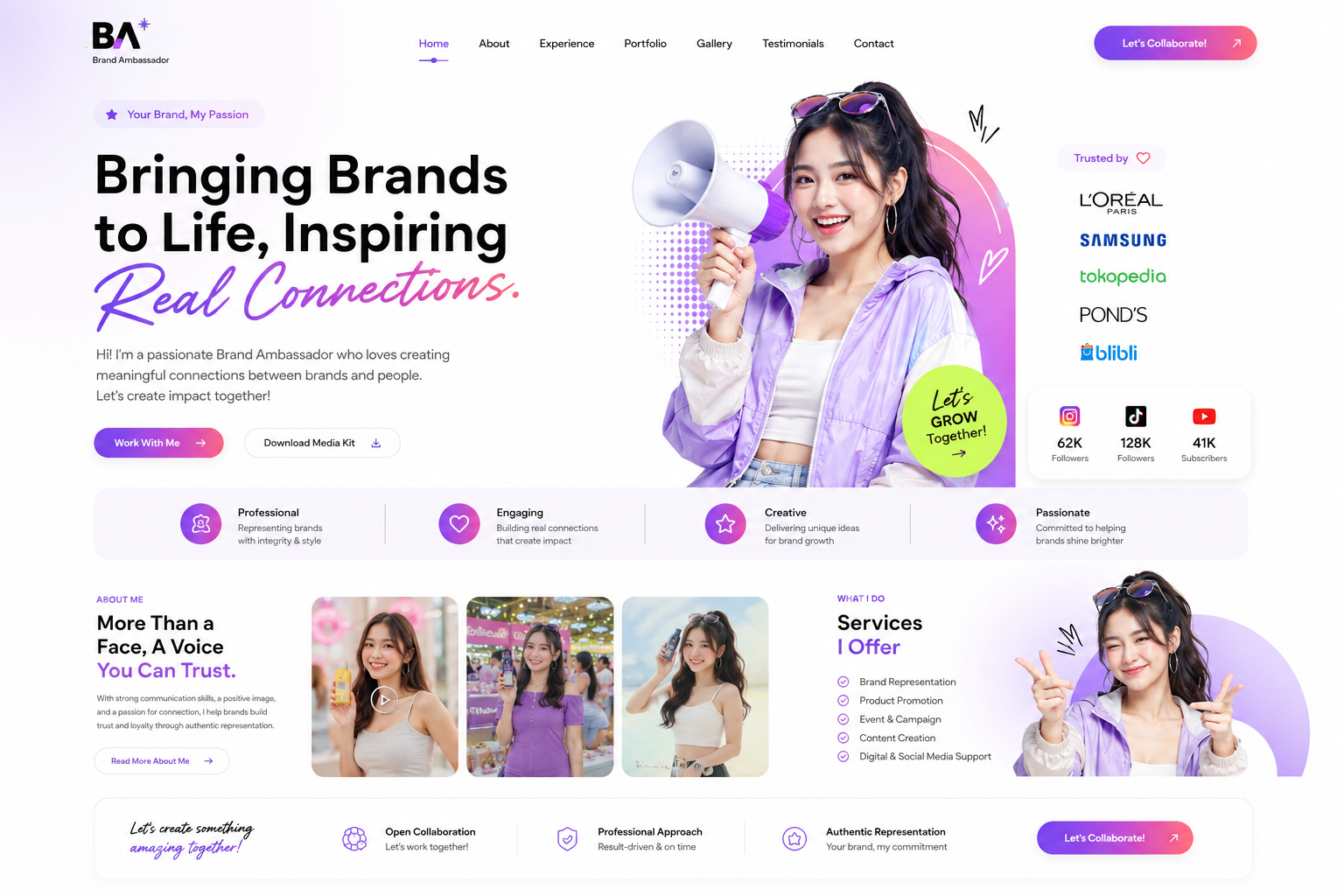 Preview desktop template landing page Brand Ambassador