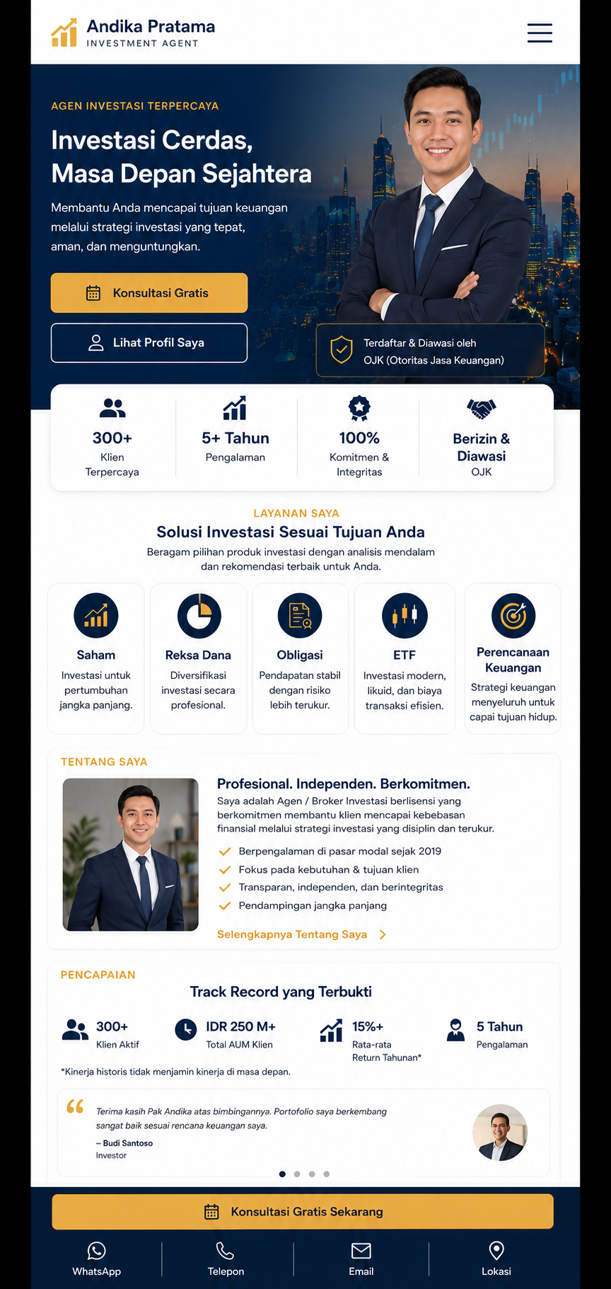 Preview mobile template landing page Agen / Broker Investasi