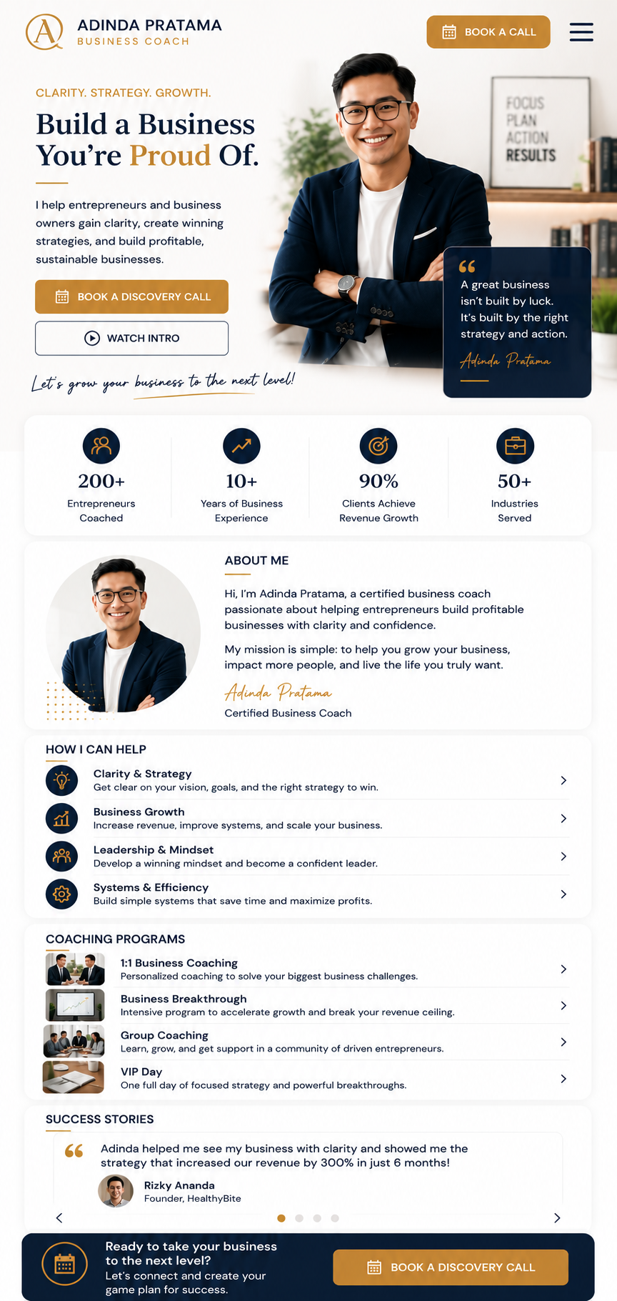 Preview mobile template landing page Business Coach