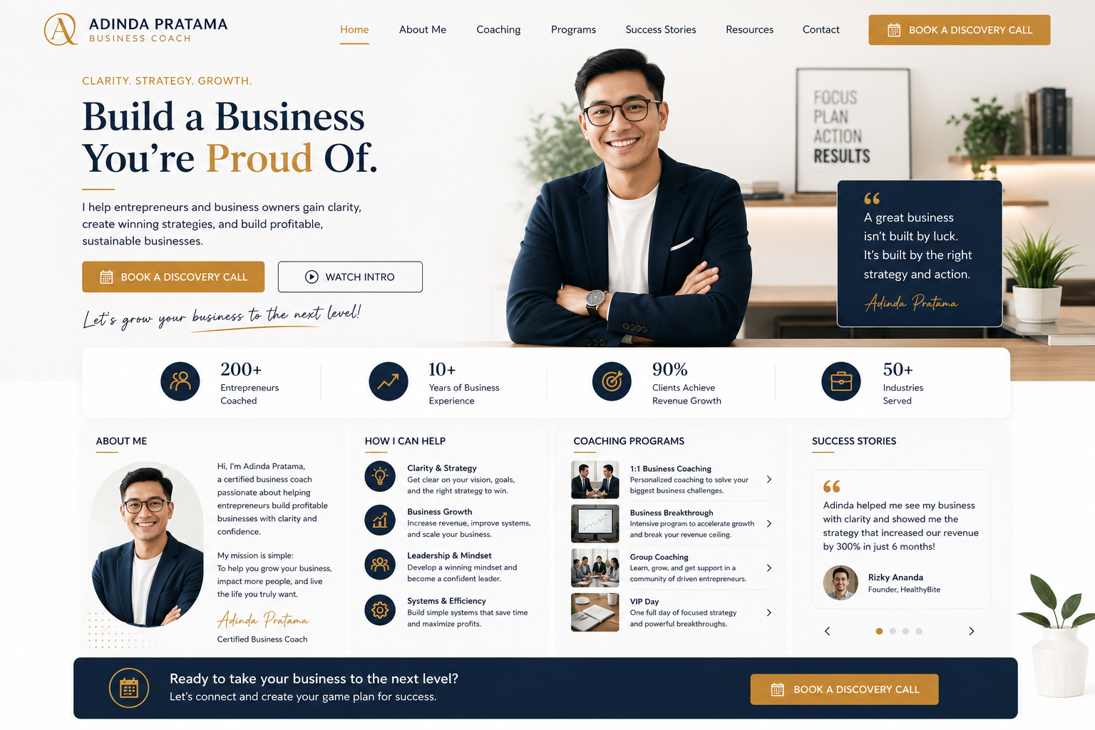 Preview desktop template landing page Business Coach