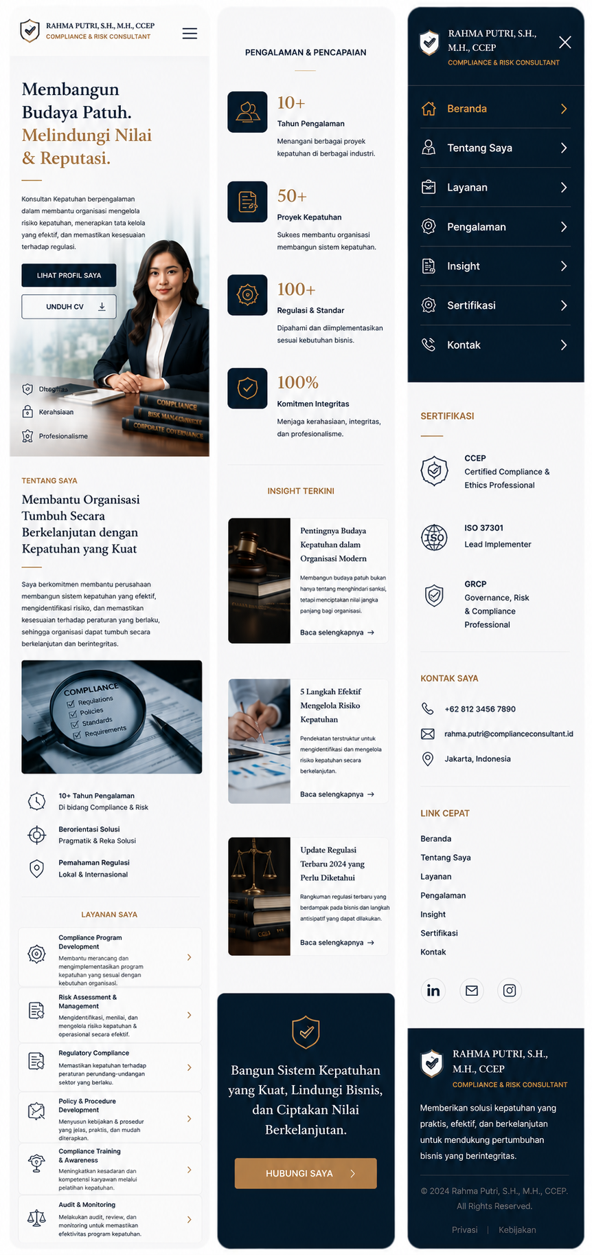 Preview mobile template landing page Konsultan Compliance