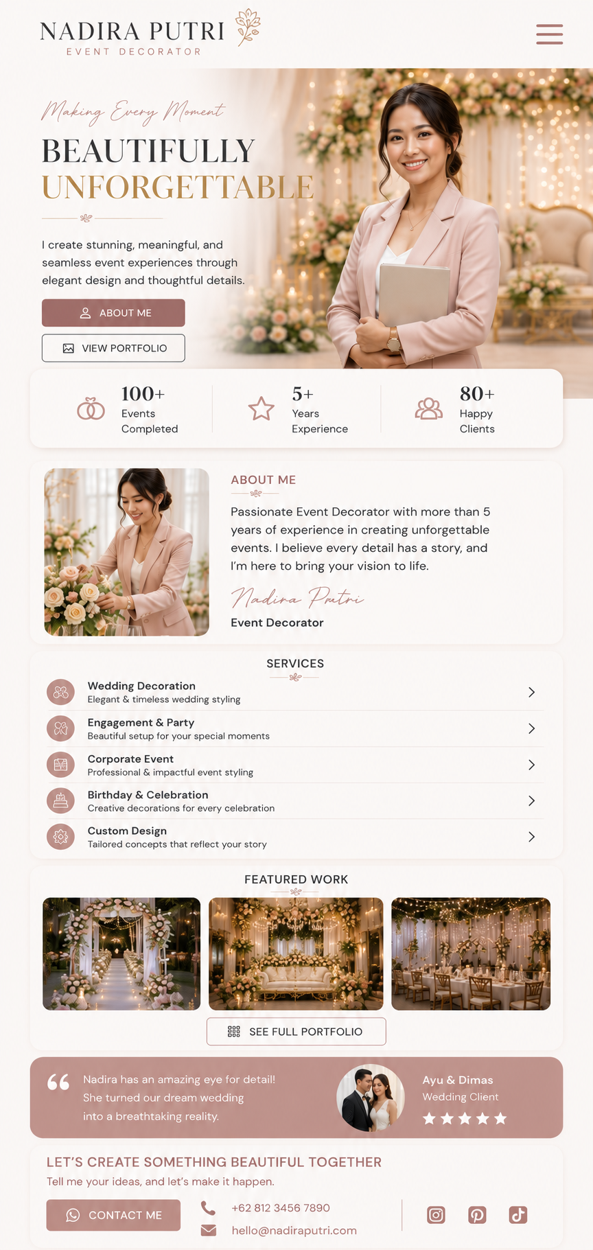 Preview mobile template landing page Dekorasi Event