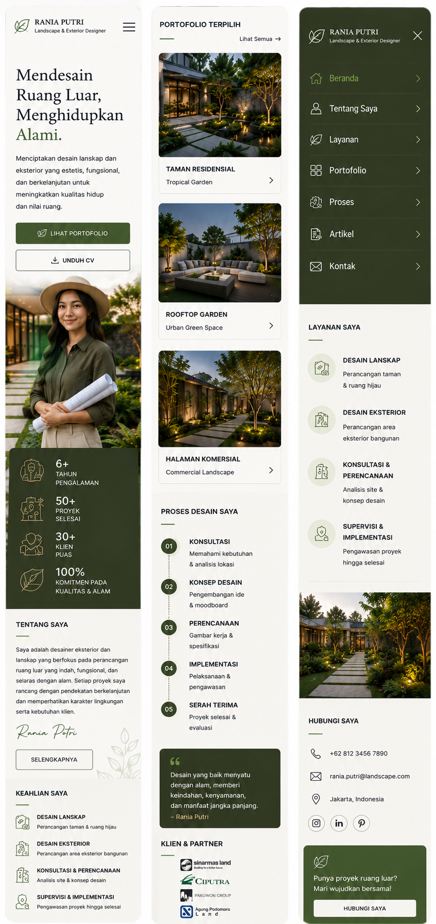 Preview mobile template landing page Desain Eksterior & Lanskap