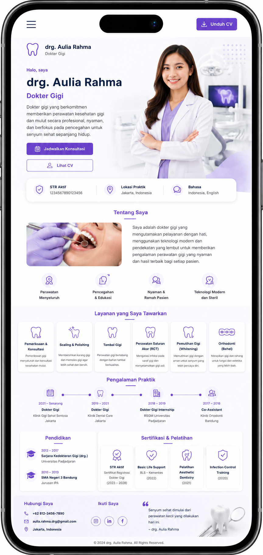Preview mobile template landing page Dokter Gigi