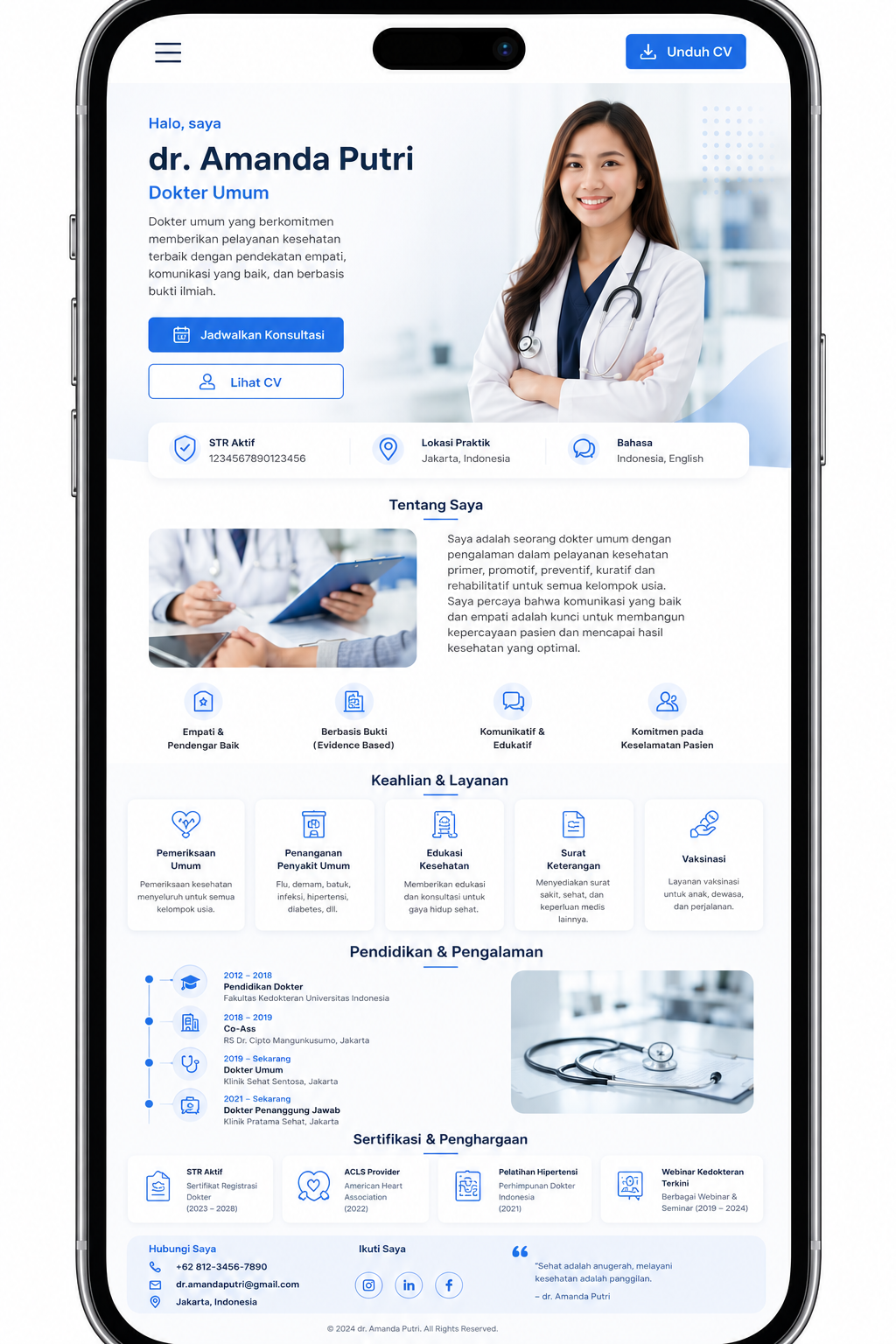 Preview mobile template landing page Dokter Umum / Spesialis