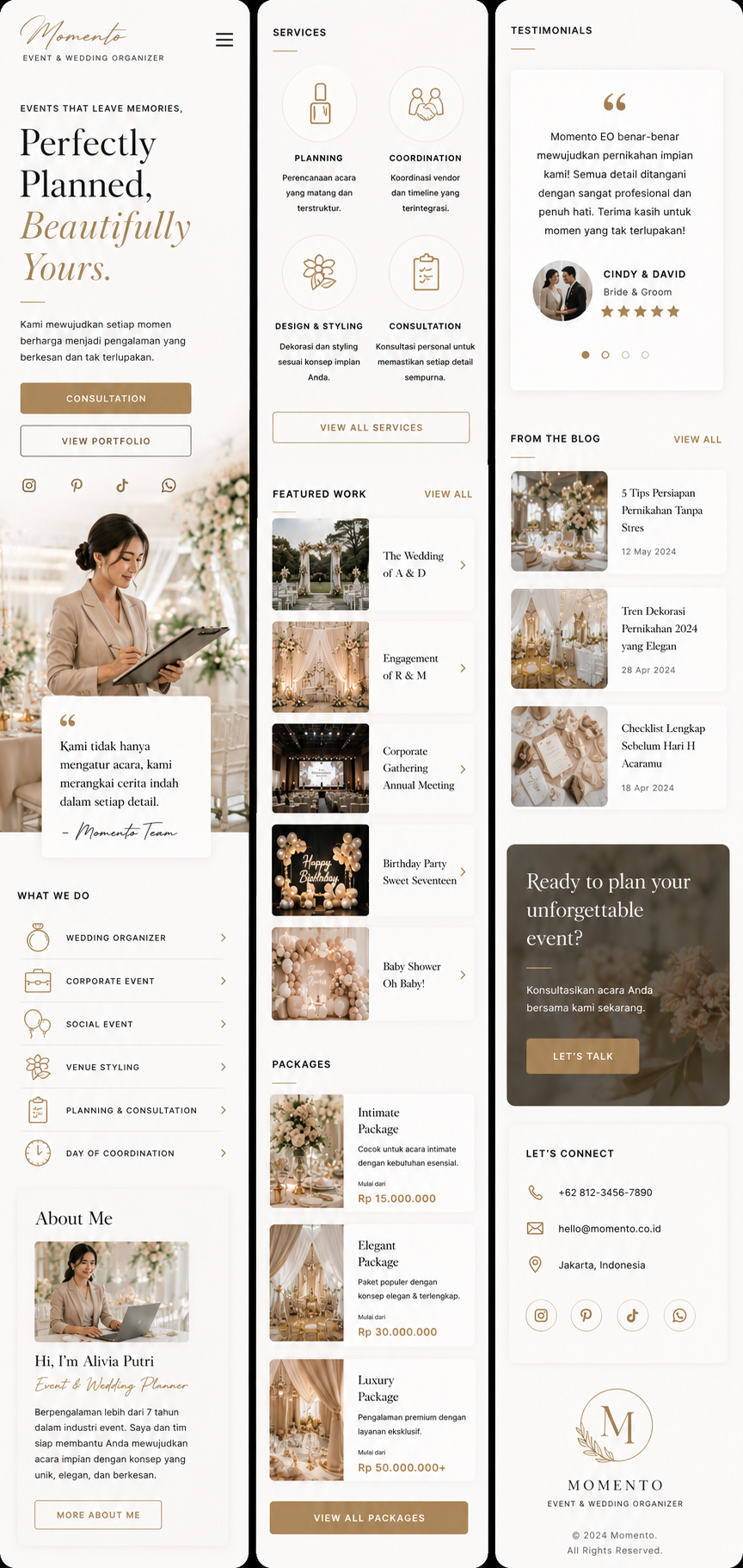 Preview mobile template landing page Event & Wedding Organizer