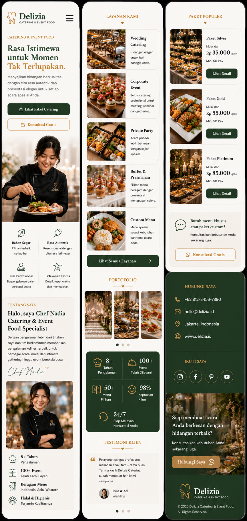 Preview mobile template landing page Katering & Event Food