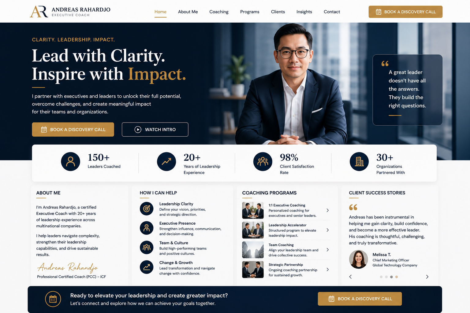 Preview desktop template landing page Executive Coach