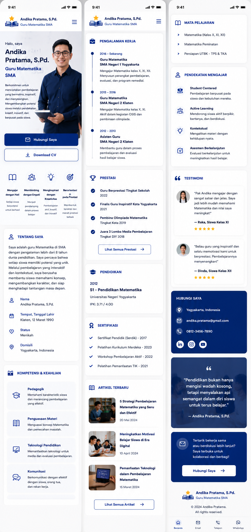 Preview mobile template landing page Guru