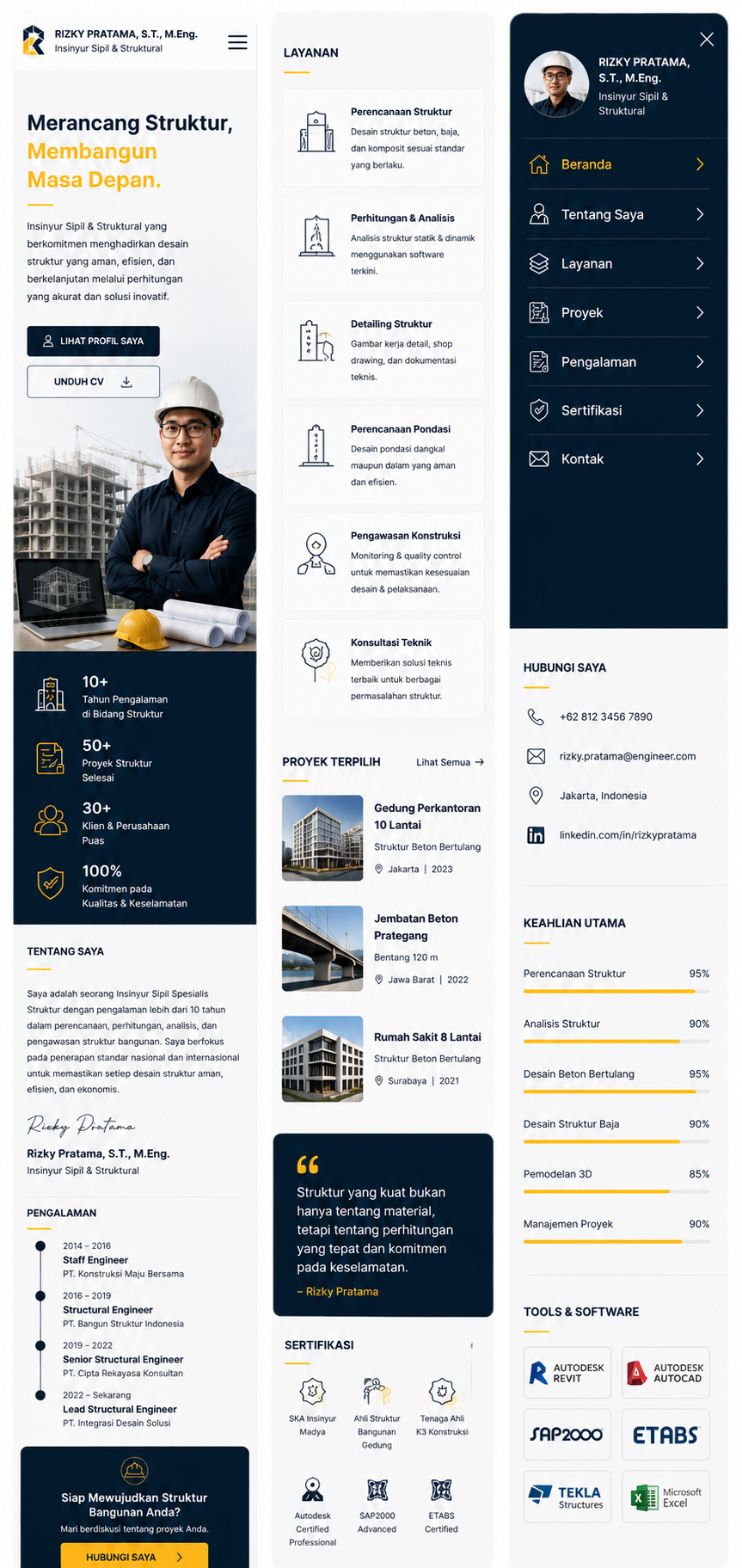 Preview mobile template landing page Insinyur Sipil & Struktural