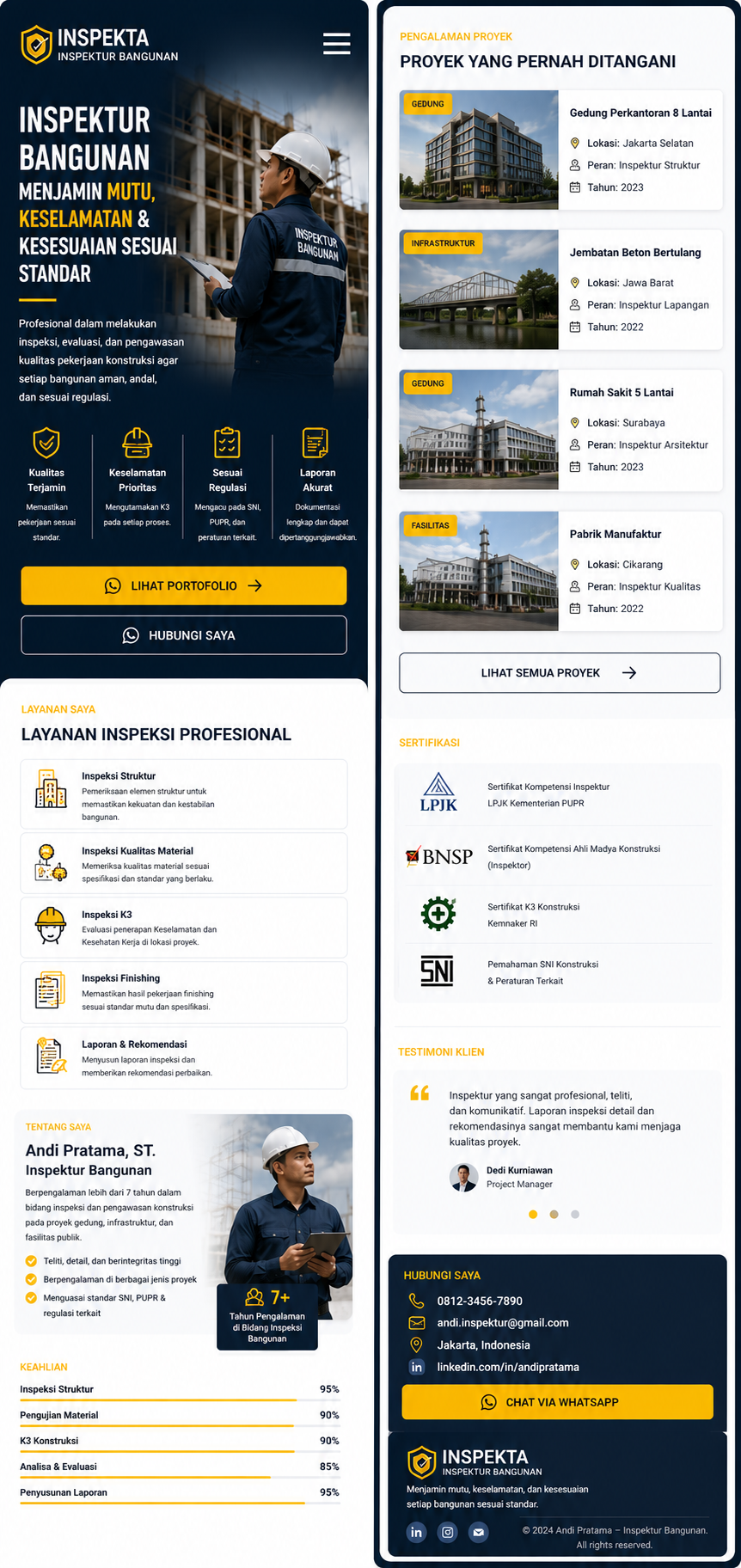 Preview mobile template landing page Inspektur Bangunan