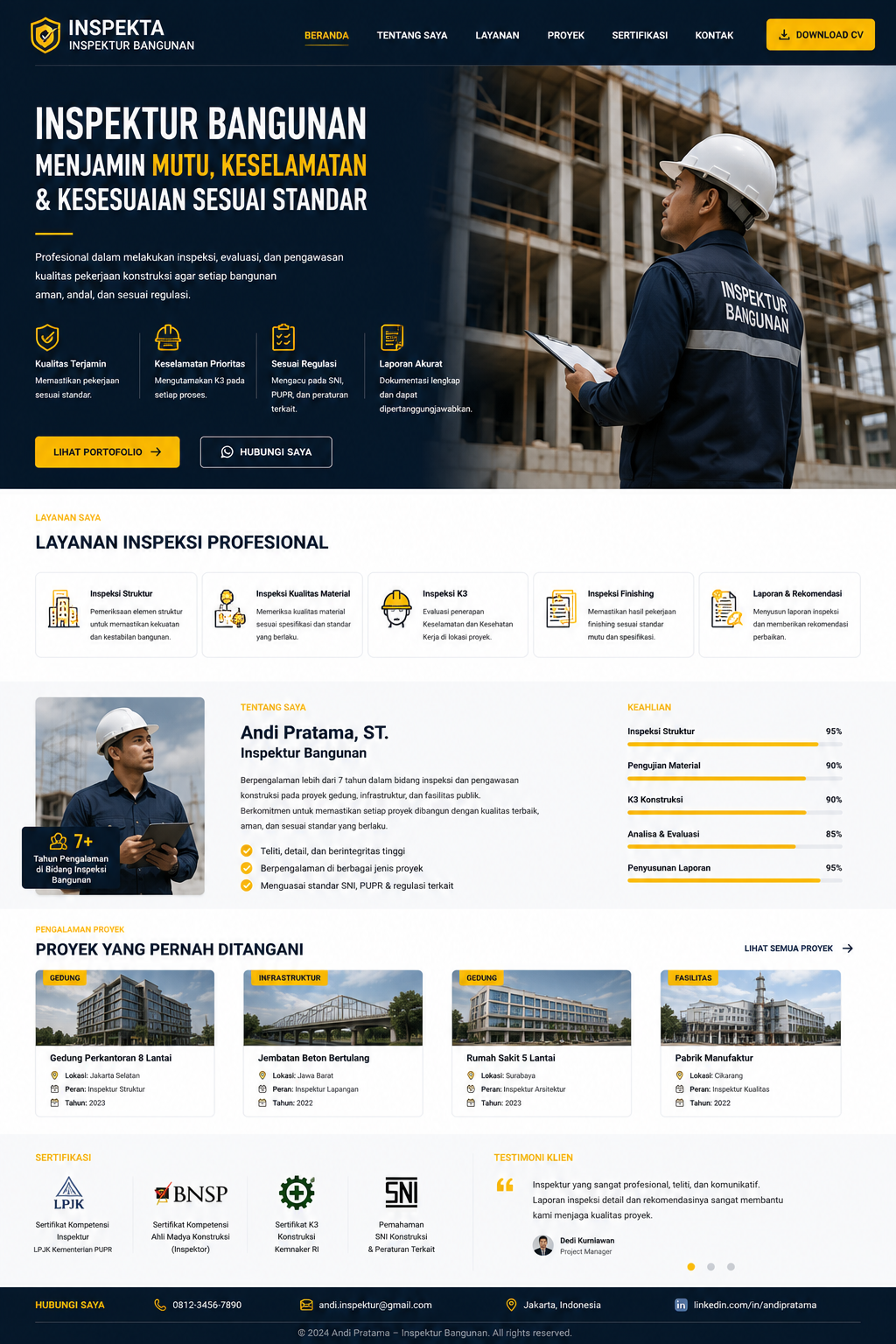 Preview desktop template landing page Inspektur Bangunan
