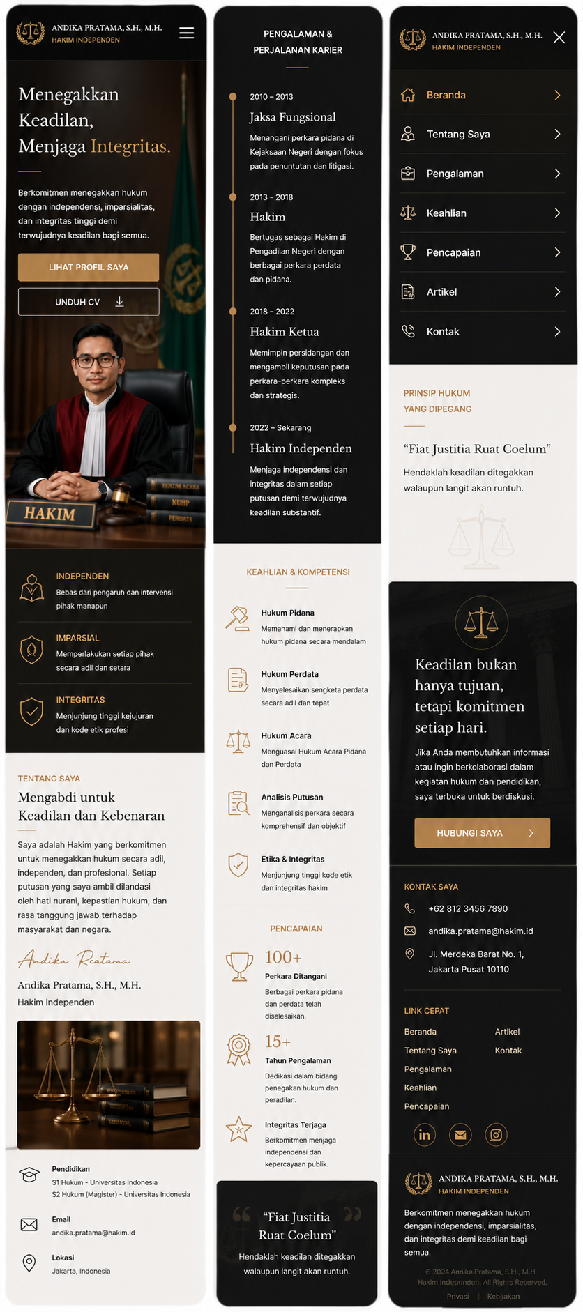 Preview mobile template landing page Jaksa / Hakim