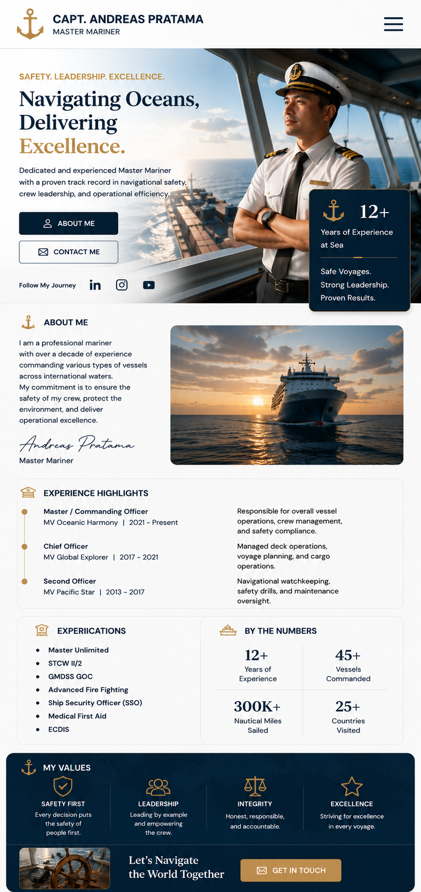 Preview mobile template landing page Kapten Kapal