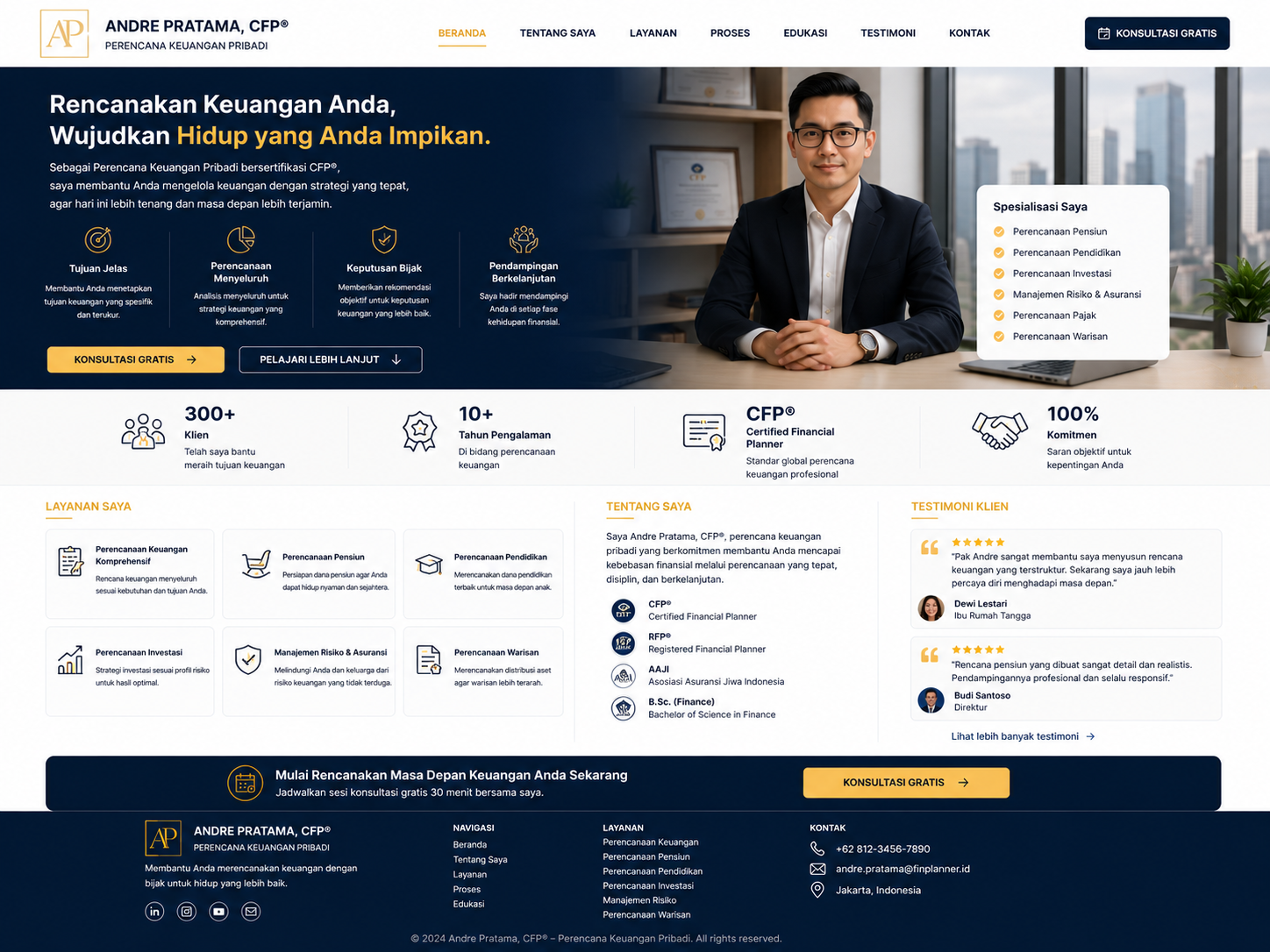 Preview desktop template landing page Perencana Keuangan Pribadi