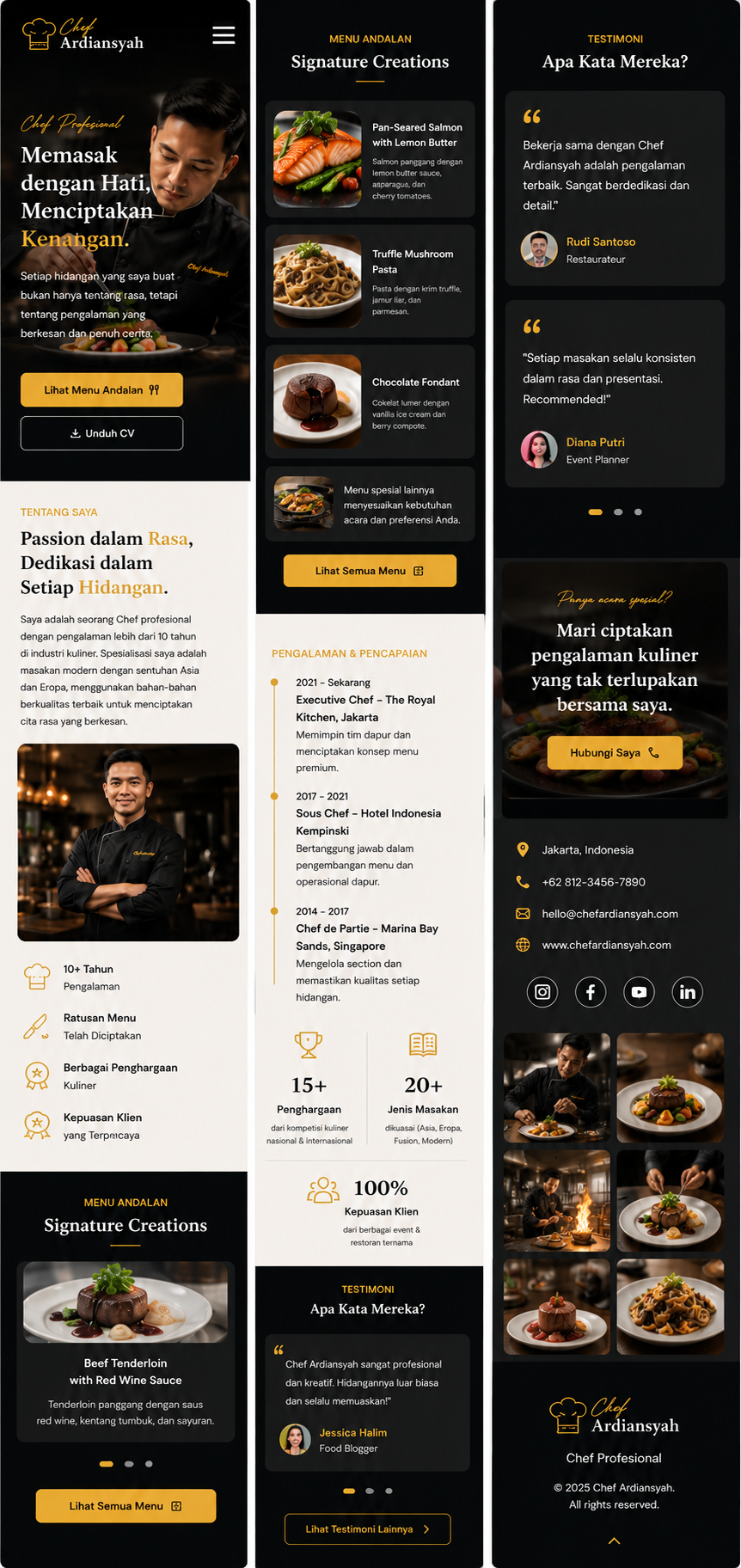 Preview mobile template landing page Koki / Chef