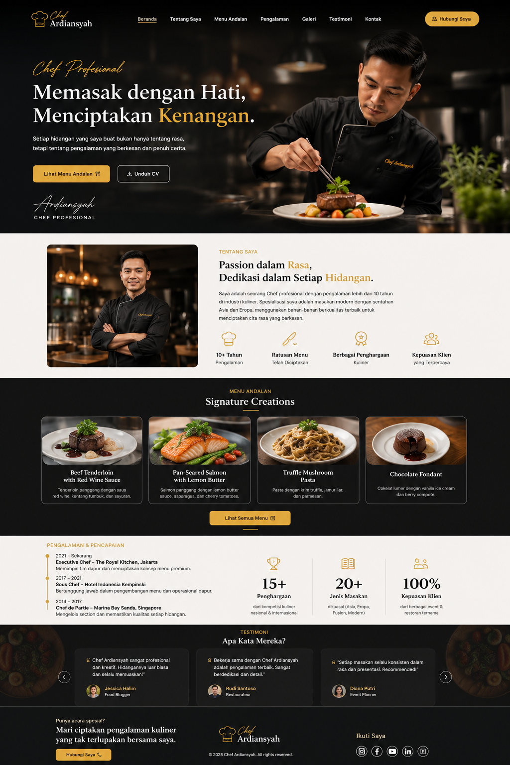 Preview desktop template landing page Koki / Chef