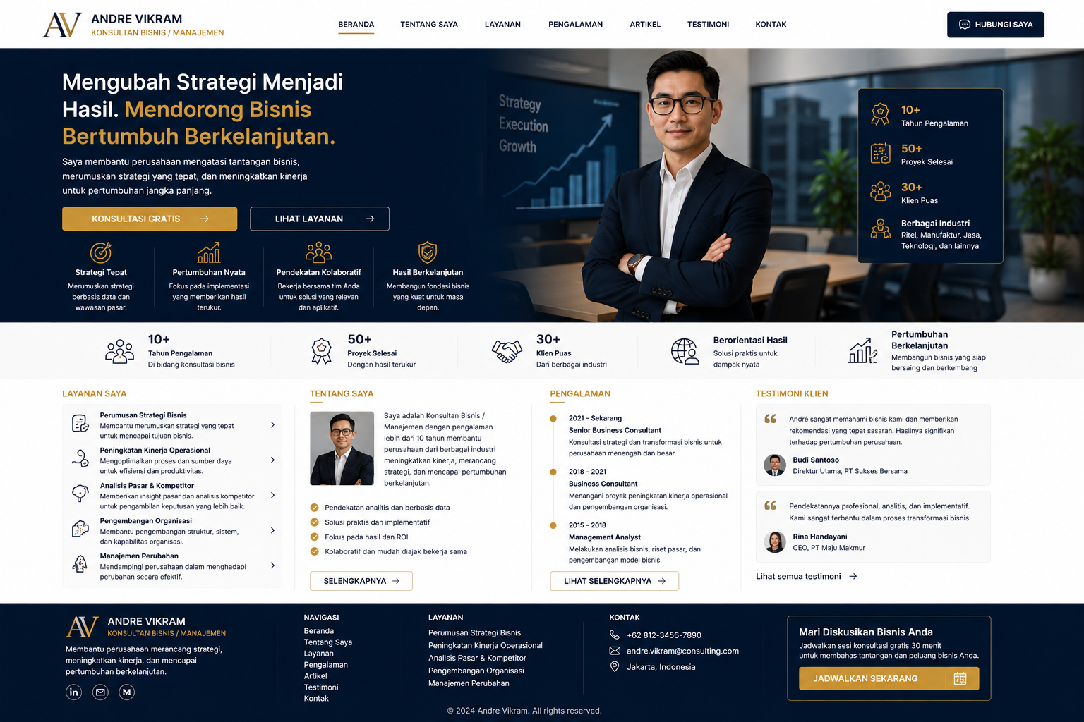 Preview desktop template landing page Konsultan Bisnis / Manajemen
