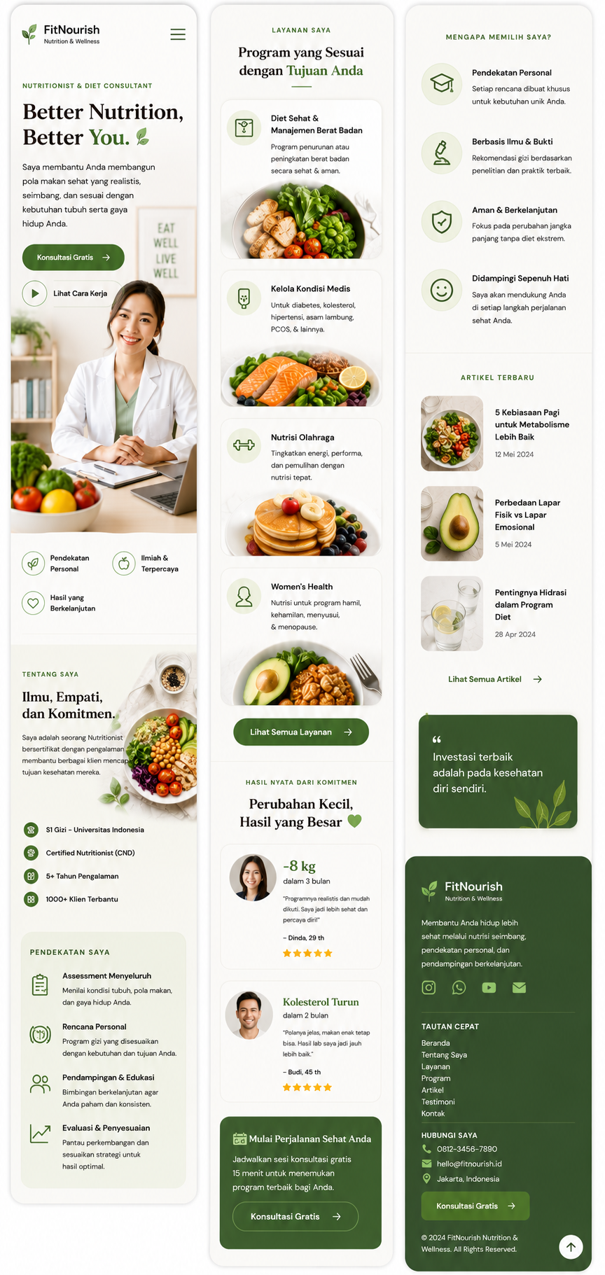Preview mobile template landing page Konsultan Diet