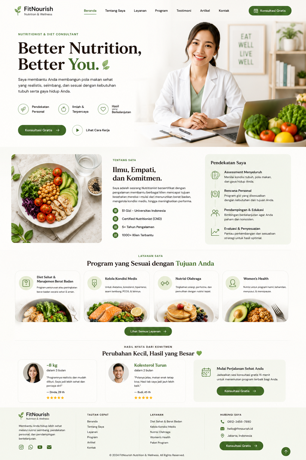 Preview desktop template landing page Konsultan Diet