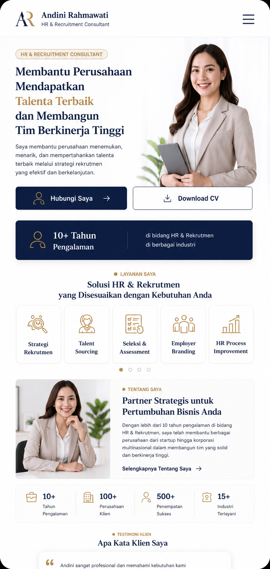 Preview mobile template landing page Konsultan HR & Rekrutmen