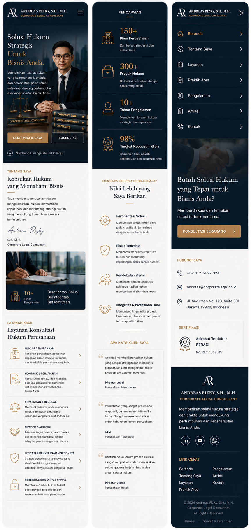 Preview mobile template landing page Konsultan Hukum