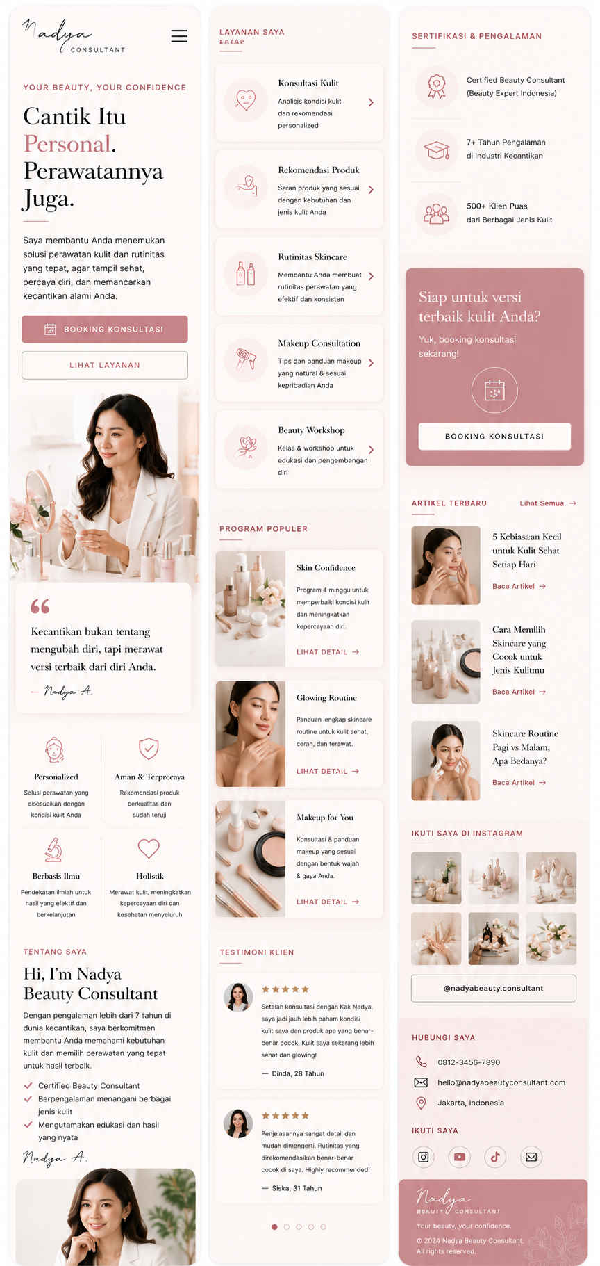 Preview mobile template landing page Konsultan Kecantikan