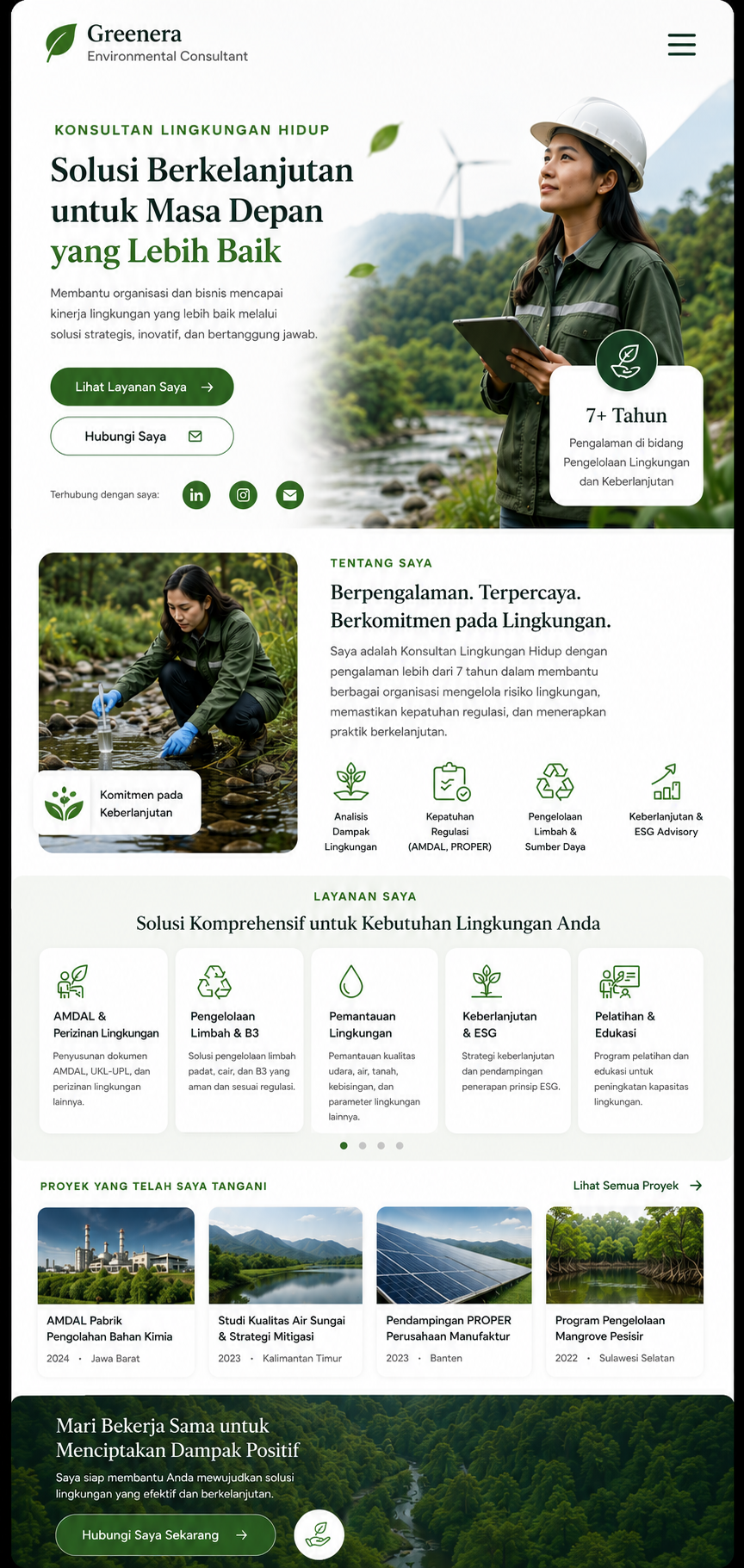 Preview mobile template landing page Konsultan Lingkungan Hidup