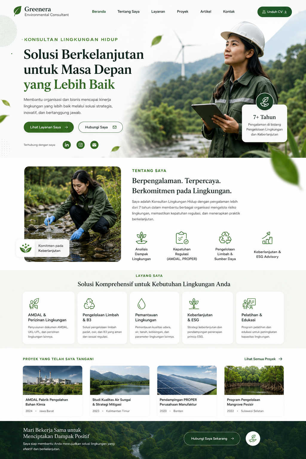 Preview desktop template landing page Konsultan Lingkungan Hidup