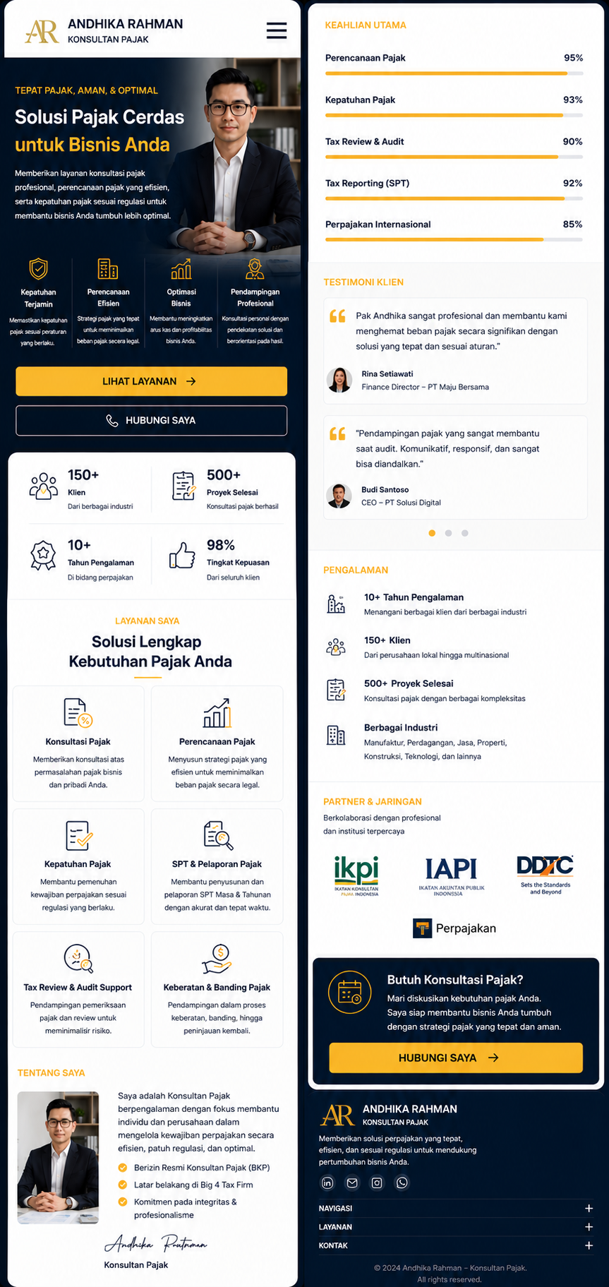 Preview mobile template landing page Konsultan Pajak