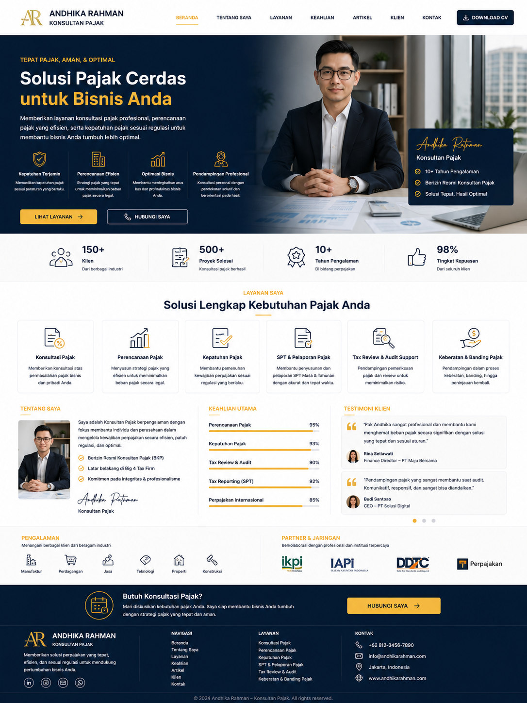 Preview desktop template landing page Konsultan Pajak