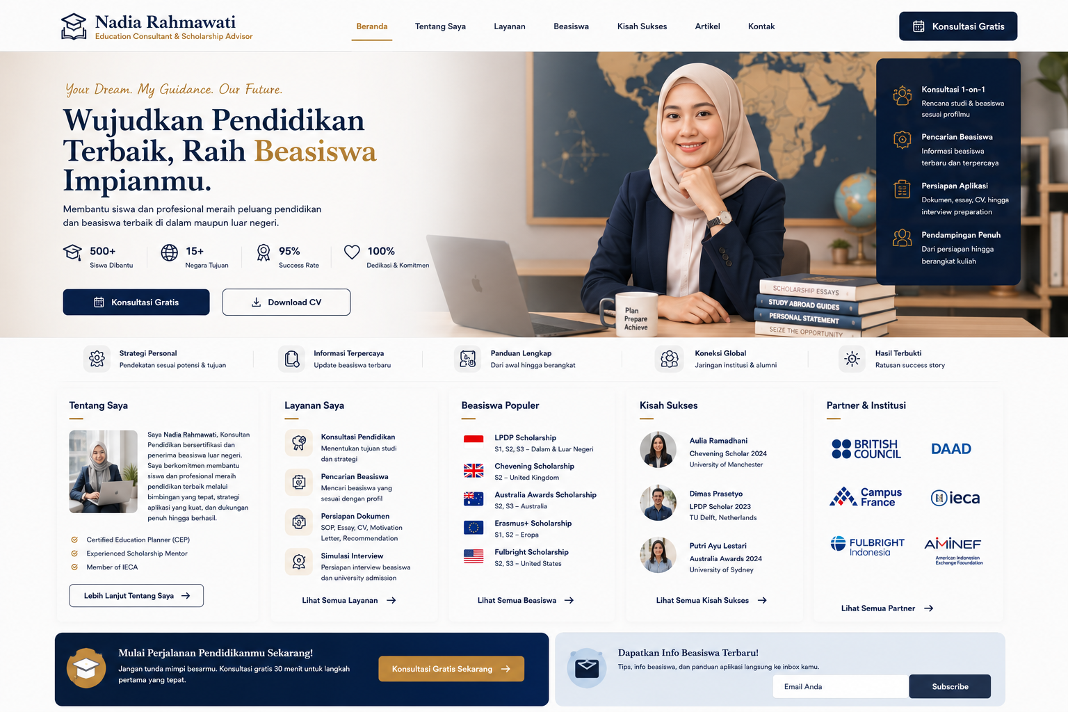 Preview desktop template landing page Konsultan Pendidikan