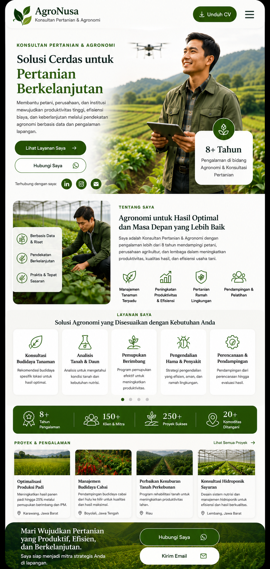 Preview mobile template landing page Konsultan Pertanian
