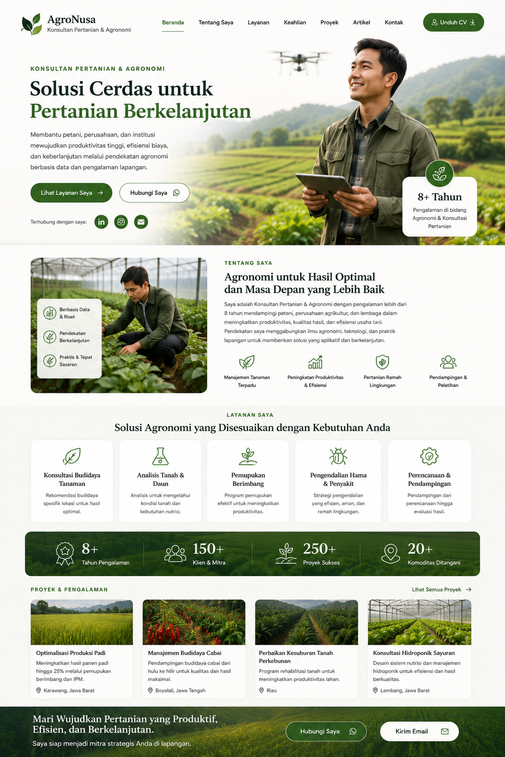 Preview desktop template landing page Konsultan Pertanian
