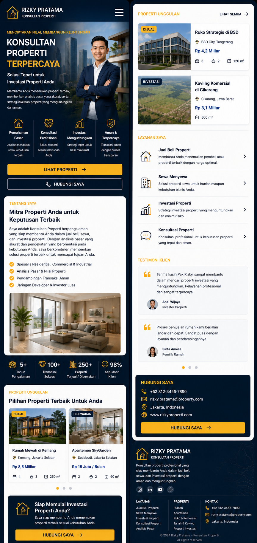 Preview mobile template landing page Konsultan Properti