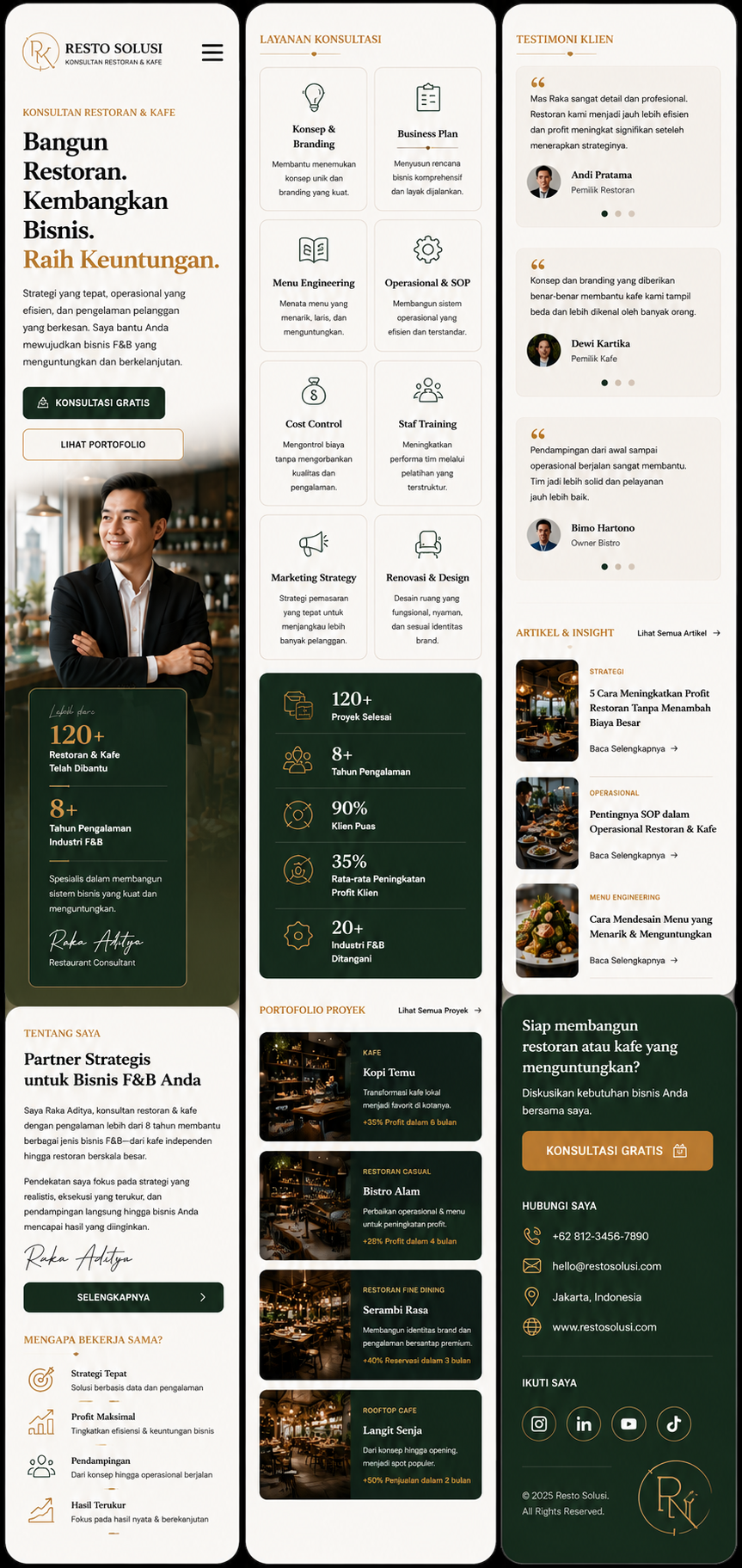 Preview mobile template landing page Konsultan Restoran