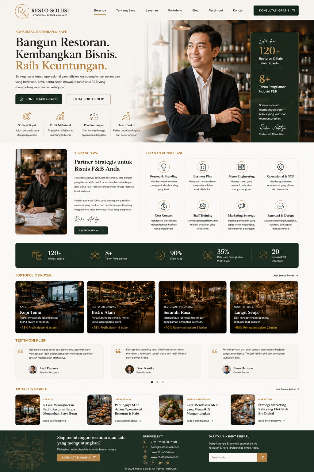 Preview desktop template landing page Konsultan Restoran