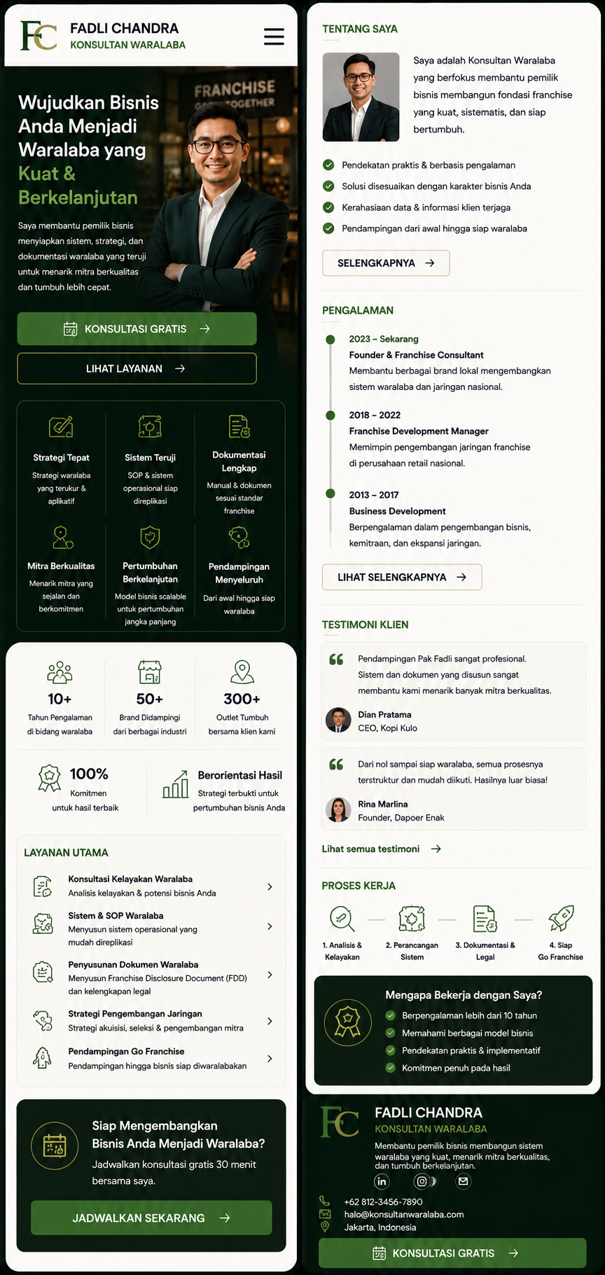 Preview mobile template landing page Konsultan Waralaba