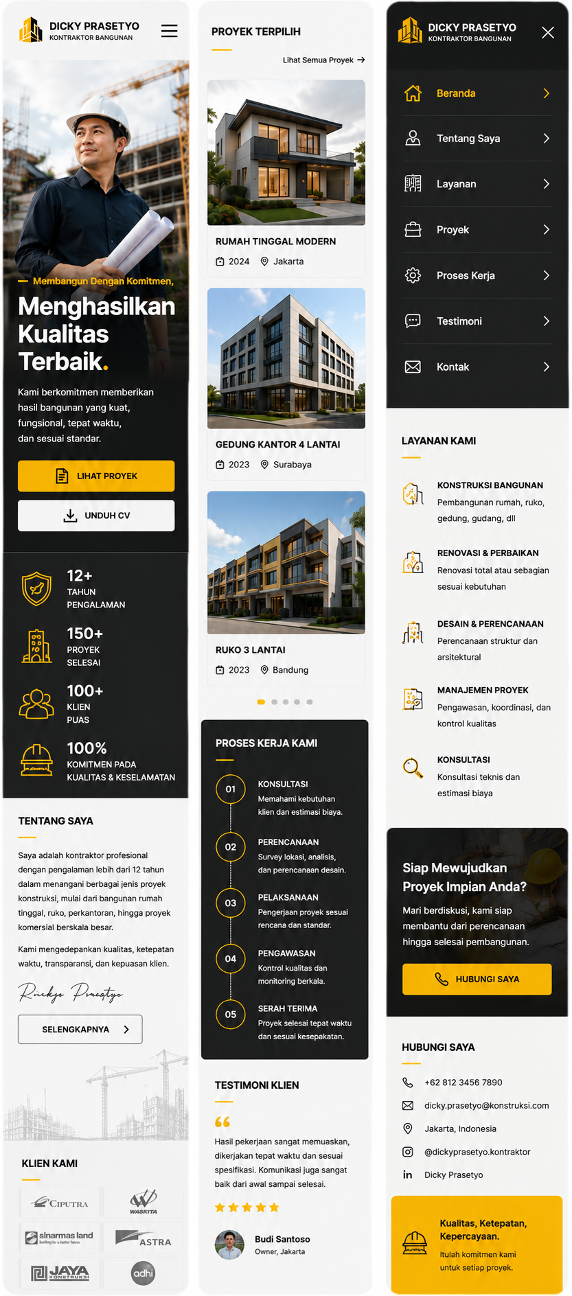 Preview mobile template landing page Kontraktor Bangunan